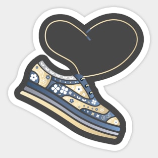 Floral Shoe With Heart-Shaped Laces Sticker